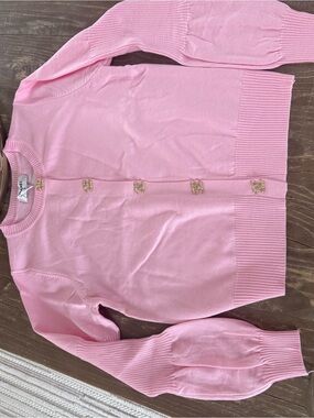 Light Pink  Cardigan with Gold CC Buttons